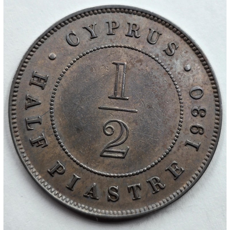 CYPRUS KGV 1/2 PIASTRE COIN 1930 IN TOP UNC CONDITION WORLD COINS
