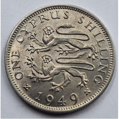 CYPRUS 1 SHILLING COIN 1949 KGVI IN UNC