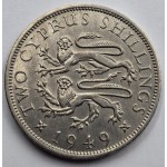CYPRUS TWO SHILLINGS COIN 1949 KGVI AU  WORLD COINS