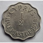 CYPRUS 1/2 PIASTRE 1938 COIN OF KGVI AU+ RARE WORLD COINS