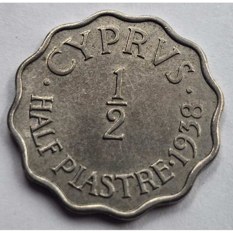 CYPRUS 1/2 PIASTRE 1938 COIN OF KGVI AU+ RARE WORLD COINS