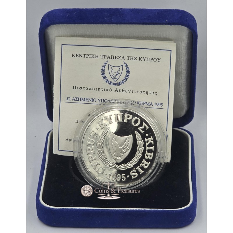 CYPRUS 1995 SILVER PROOF ONE POUND COIN FAO BULL WORLD COINS