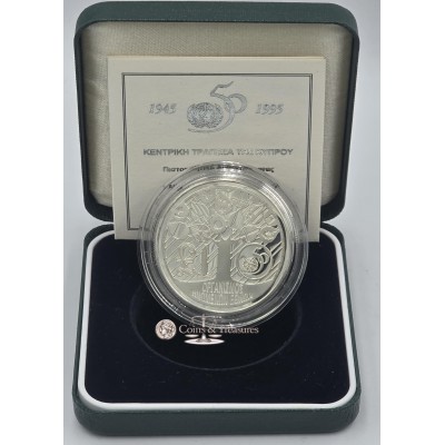 CYPRUS 1995 SILVER PROOF COIN POUND UN IN BOX + COA