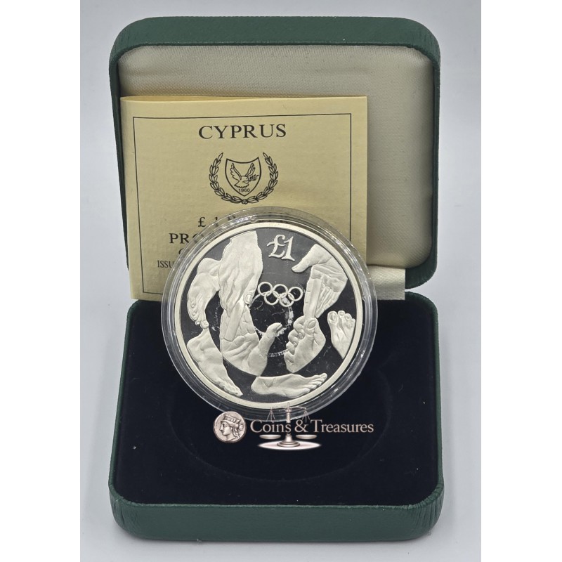CYPRUS 1992 SILVER PROOF COIN BARCELONA OLYMPICS WORLD COINS