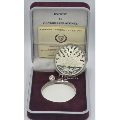 CYPRUS 1996 SILVER PROOF POUND COIN OLYMPIC GAMES ATLANTA