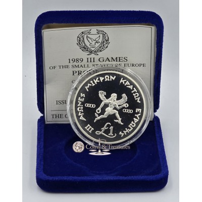 CYPRUS 1989 SILVER PROOF COIN SMALL STATES GAMES