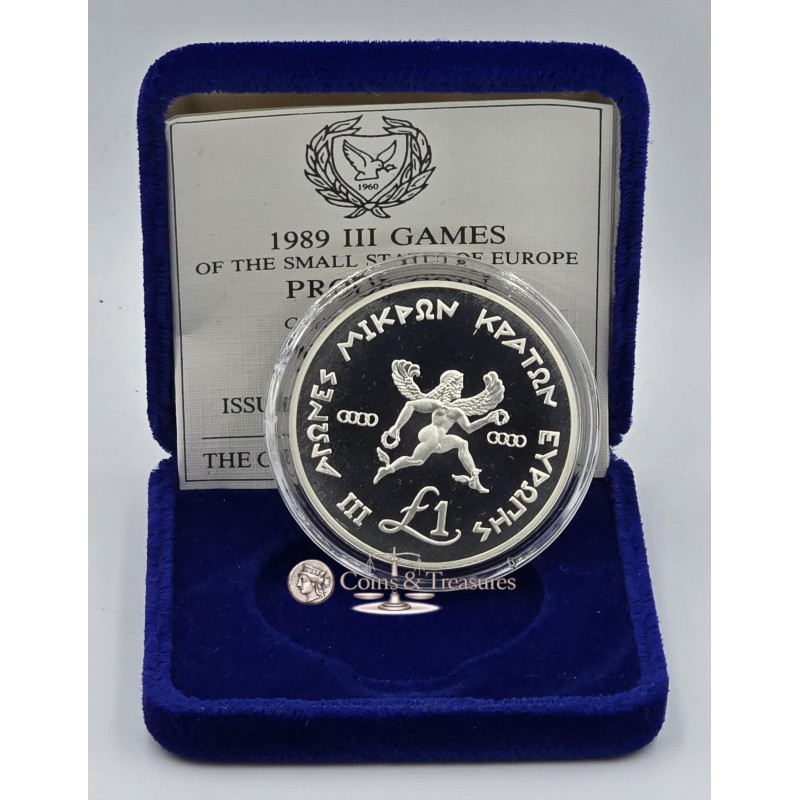CYPRUS 1989 SILVER PROOF COIN SMALL STATES GAMES WORLD COINS
