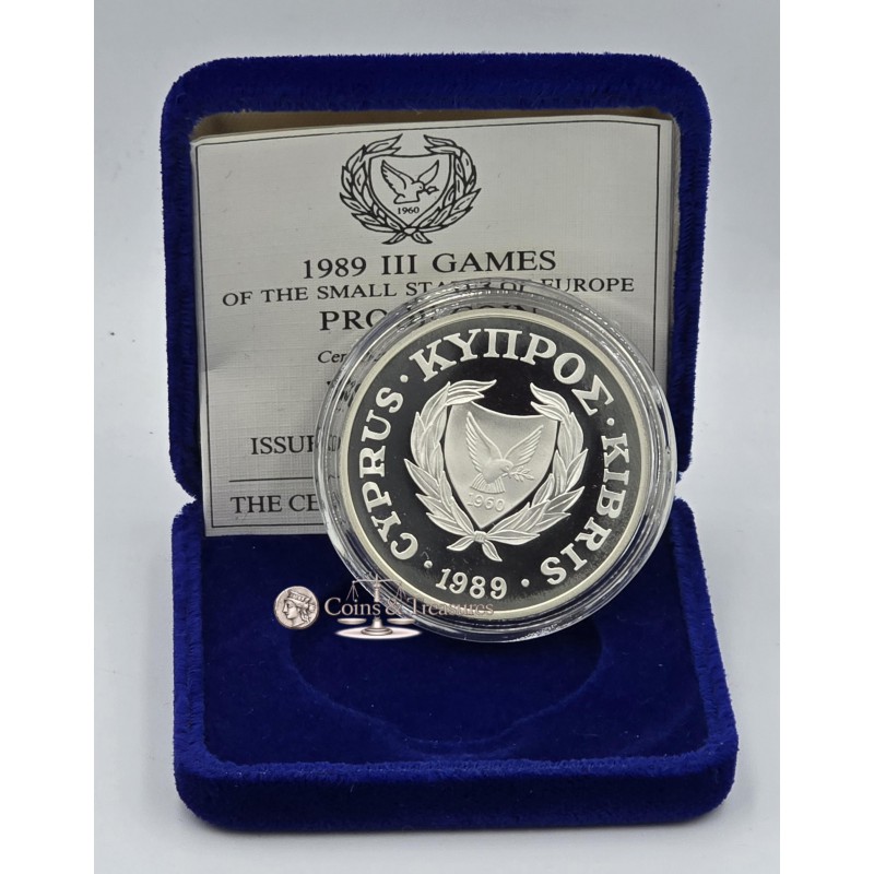 CYPRUS 1989 SILVER PROOF COIN SMALL STATES GAMES WORLD COINS