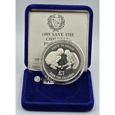 CYPRUS 1989 SILVER PROOF COIN SAVE THE CHILDREN