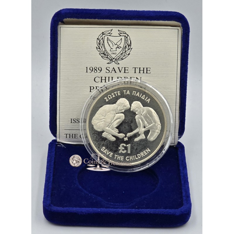 CYPRUS 1989 SILVER PROOF COIN SAVE THE CHILDREN WORLD COINS