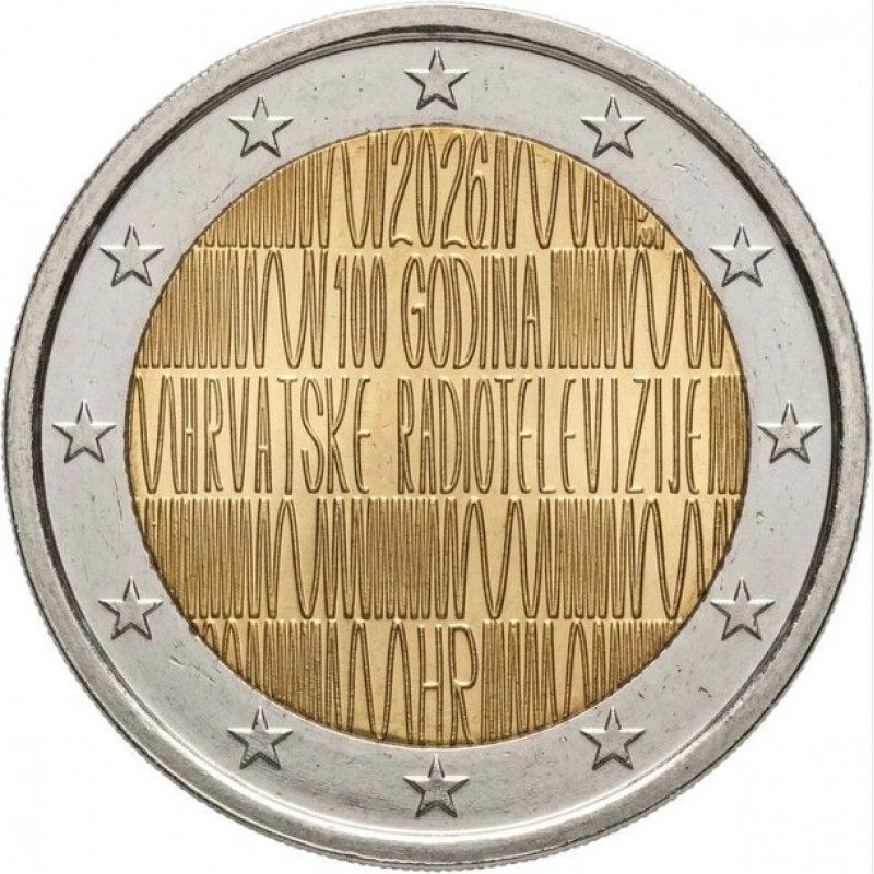 CROATIA 2026 Croatian Radio and Television 2 euro coin in capsule WORLD COINS