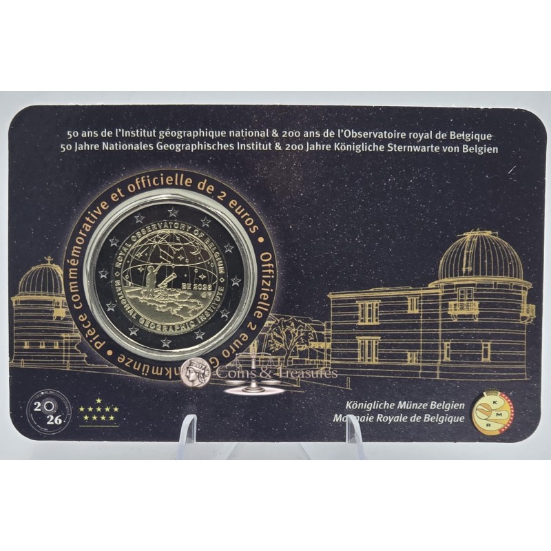 Belgium 2026 NGI Royal Observatory 2 Euro Coin card FR WORLD COINS