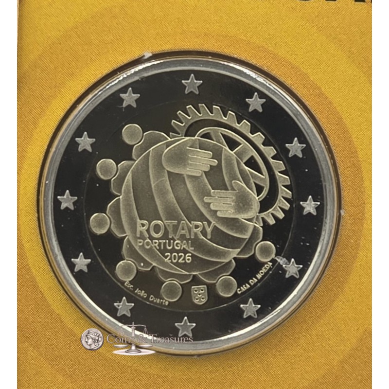 Portugal 2 Euro coin 100 Year Rotary in Portugal 2026 Proof WORLD COINS