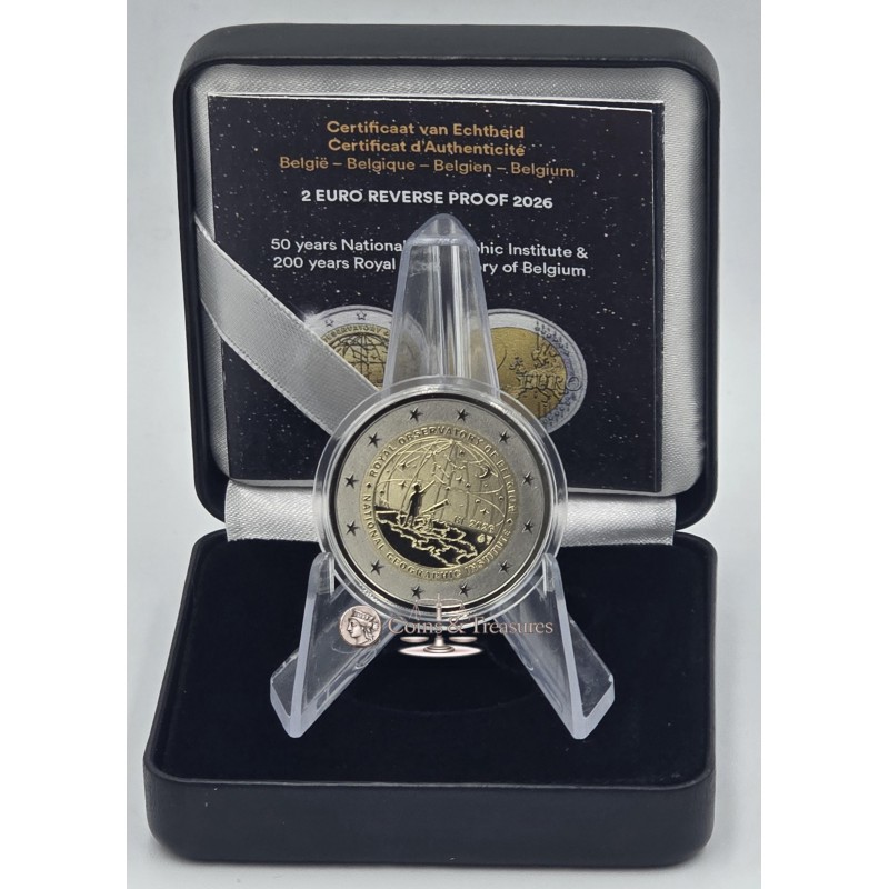 Belgium 2026 National Geographic Royal Observatory 2 Euro Reverse Proof Coin  WORLD COINS
