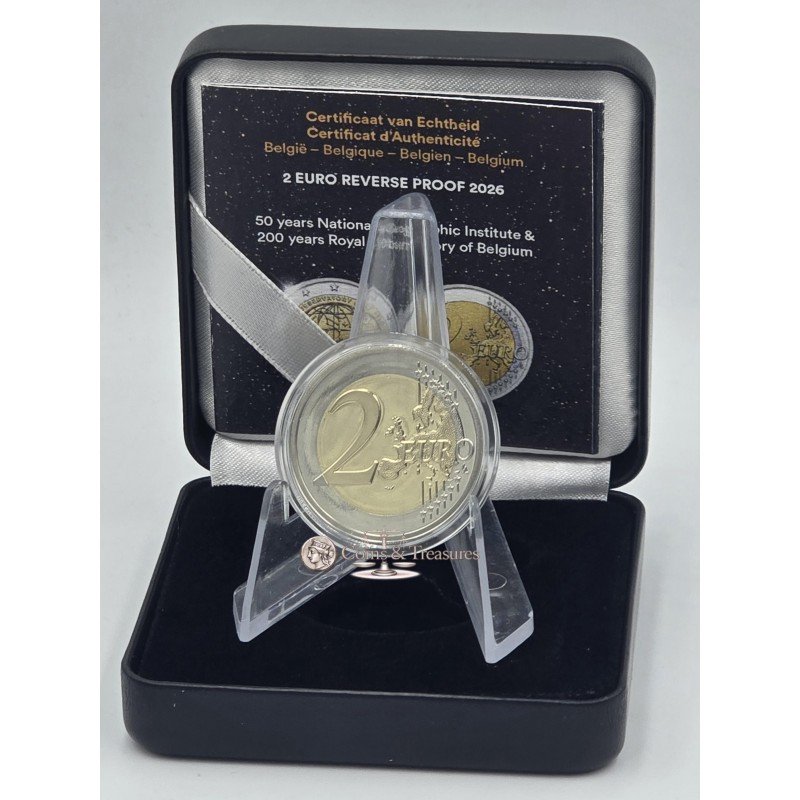 Belgium 2026 National Geographic Royal Observatory 2 Euro Reverse Proof Coin  WORLD COINS