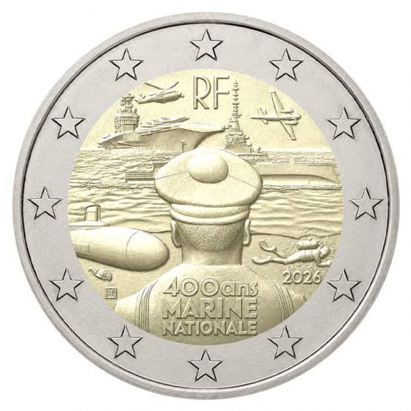 France 2026 French Navy 2 euro UNC in Coin Capsule WORLD COINS