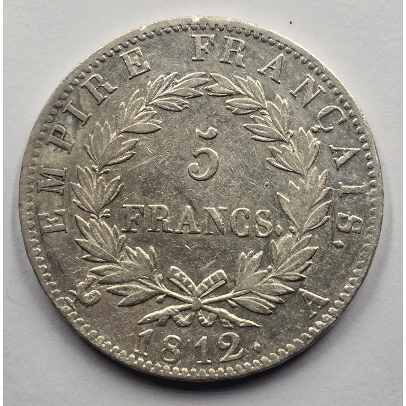 France Napoleon Bonaparte Silver 5 Francs coin 1812 A WORLD COINS