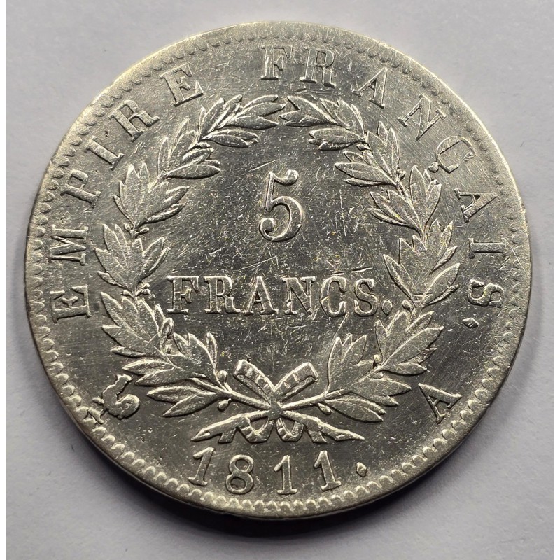 France Napoleon Bonaparte Silver 5 Francs coin 1811 A WORLD COINS