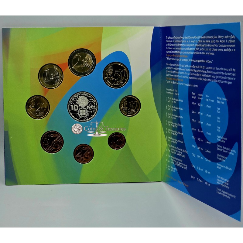Greece 2011 Special Olympics Summer Games Silver + 10 Euro Coin WORLD COINS