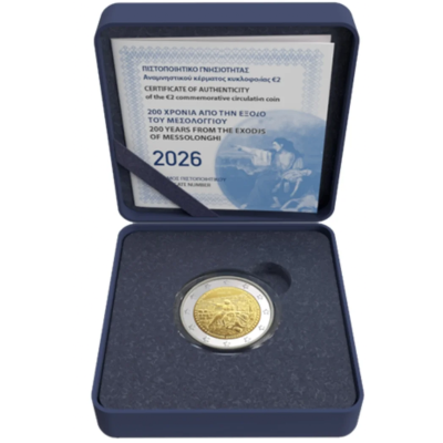 Greece 2026 Exodus of Messolongi 2 Euro Coin PROOF
