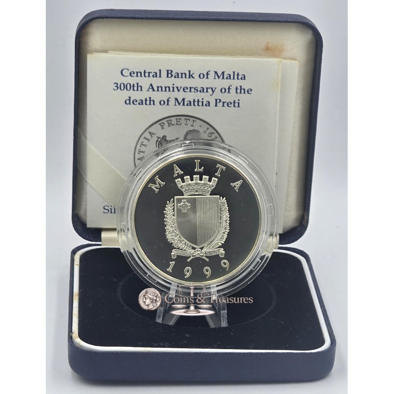 Malta 1999 The Death Of Mattia Preti Silver Proof coin WORLD COINS