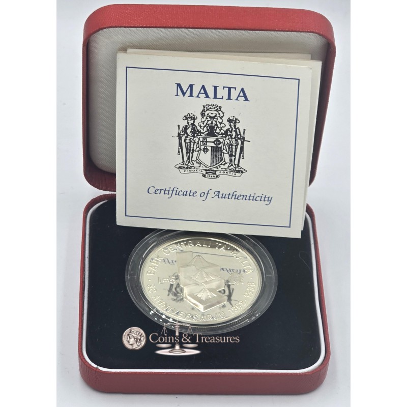 Malta 1998 Central Bank 30th Anniversary Silver Proof coin WORLD COINS