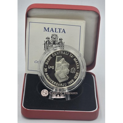 Malta 1998 Central Bank 30th Anniversary Silver Proof coin