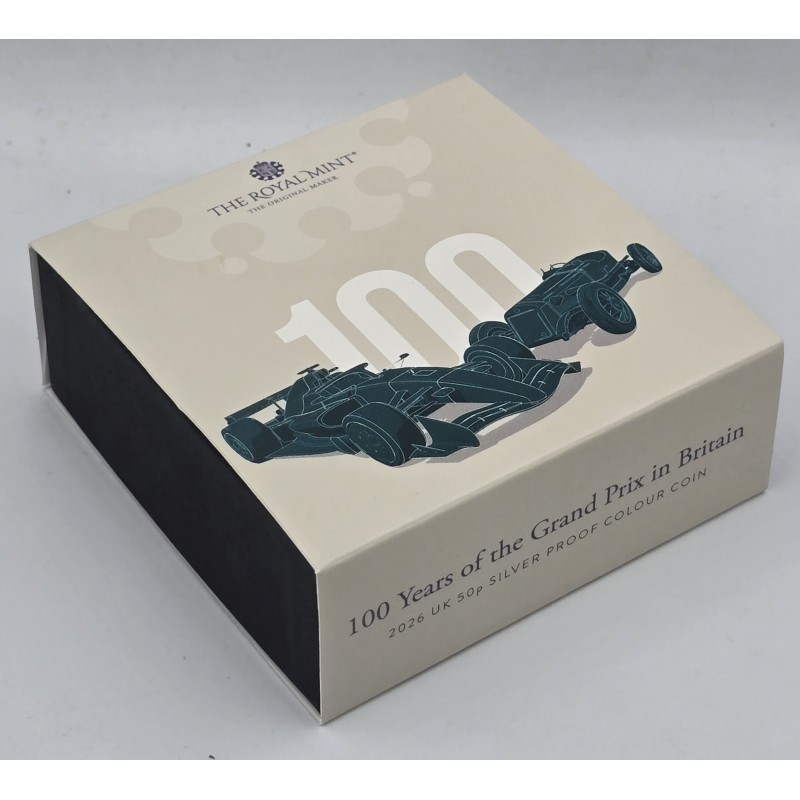 UK 2026 Grand Prix Centenary Silver Proof 50p coin GOLD AND SILVER BULLION