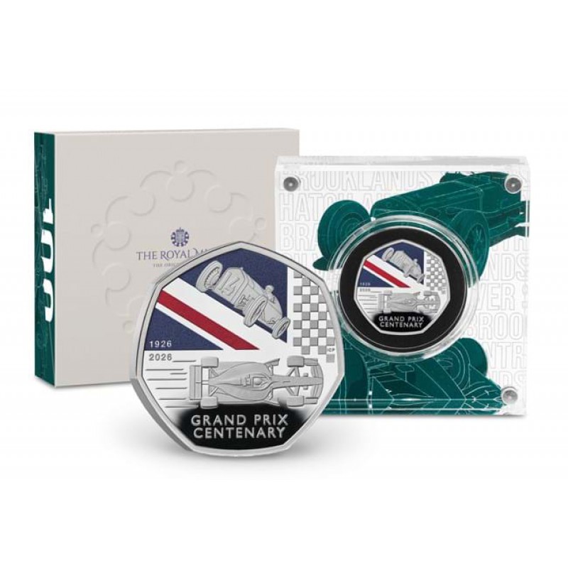 UK 2026 Grand Prix Centenary Silver Proof 50p coin GOLD AND SILVER BULLION