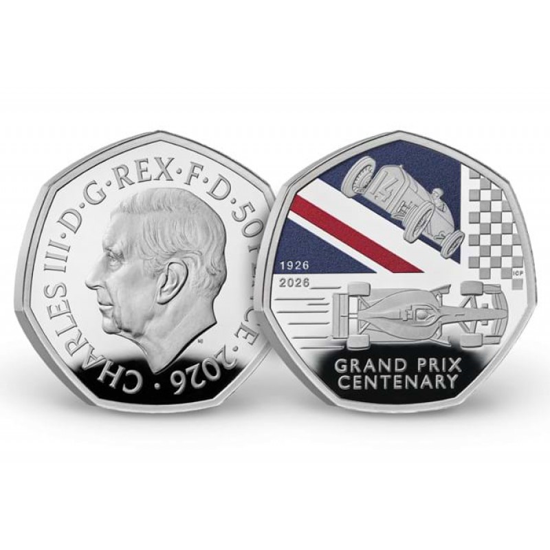UK 2026 Grand Prix Centenary Silver Proof 50p coin GOLD AND SILVER BULLION