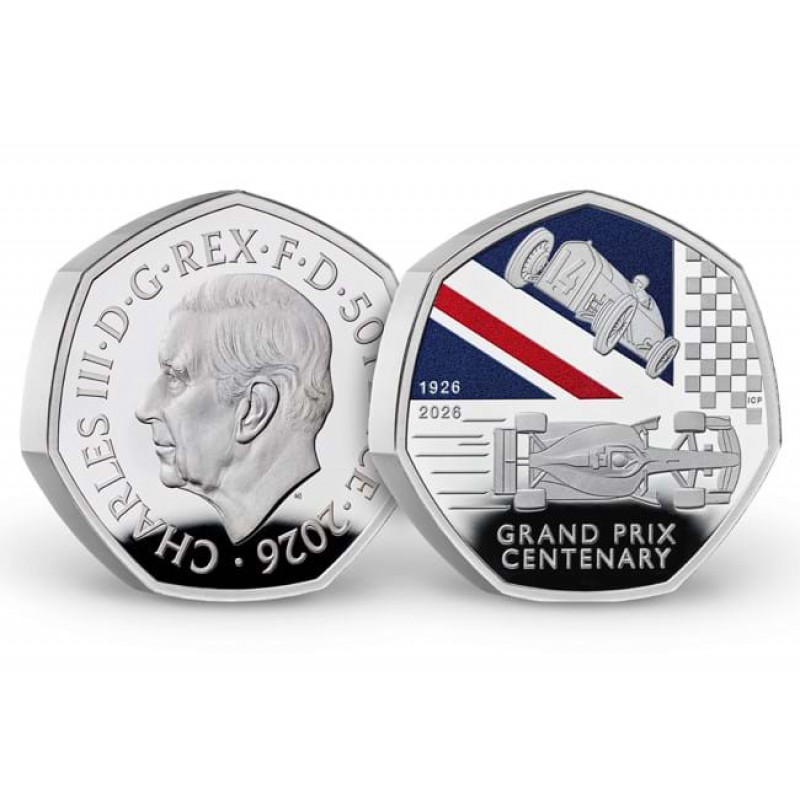UK 2026 Grand Prix Centenary Silver Proof Piedfort 50p coin GOLD AND SILVER BULLION