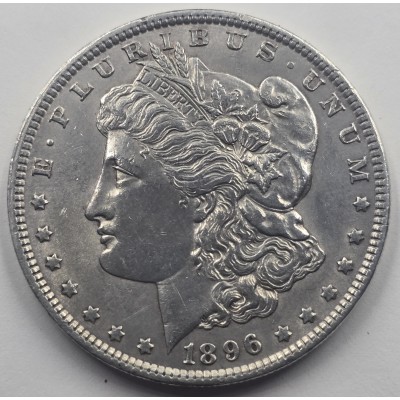 US AMERICA MORGAN SILVER DOLLAR COIN 1896 AU