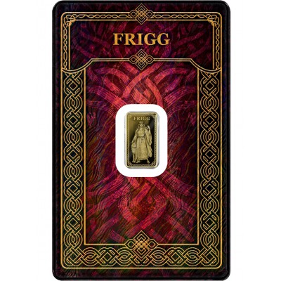 Gods of Germania Frigg 1/100 oz Pure Gold bar 999.9 sealed in Blister pack