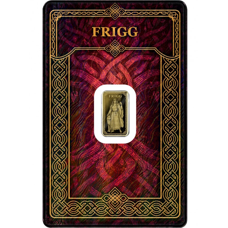 Gods of Germania Frigg 1/100 oz Pure Gold bar 999.9 sealed in Blister pack GOLD AND SILVER BULLION