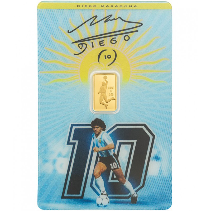 Gold bar Au 999.9 PAMP Maradona 1g Pure Gold bar in Blister pack GOLD AND SILVER BULLION