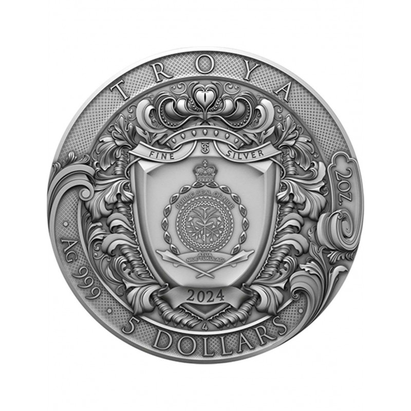 TROYA Greek mythology 2 Oz Silver Coin 5$ Niue 2024 GOLD AND SILVER BULLION