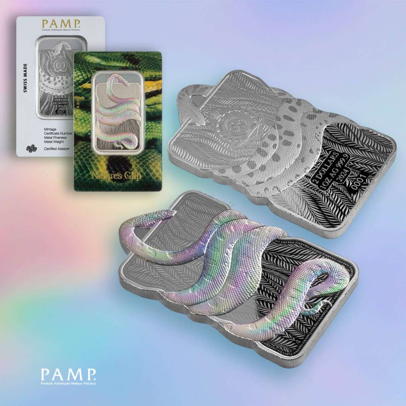 GREEN ANACONDA Nature Grip 1 Oz Silver PAMP bar Niue 2024 GOLD AND SILVER BULLION