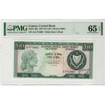 CYPRUS 10 POUNDS 1977 BANKNOTE PMG 65 EPQ p48a RARE NO WATERMARK WORLD BANKNOTES