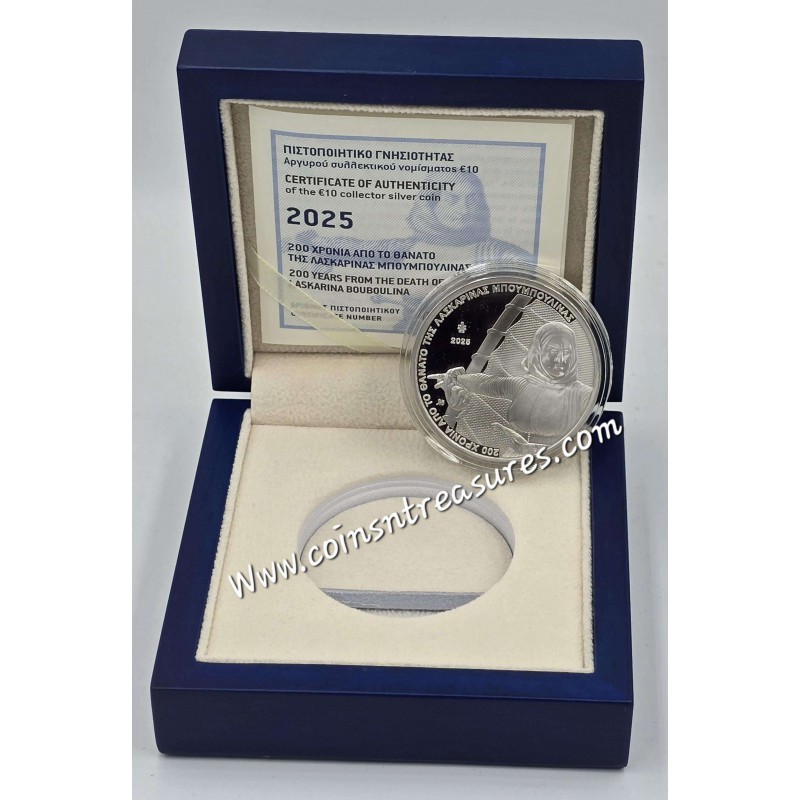GREECE 2025 BOUBOULINA SILVER PROOF 10 EURO COIN WORLD COINS