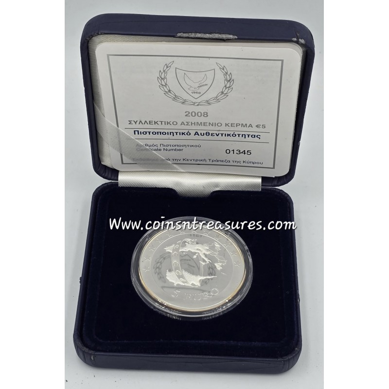 CYPRUS 2008 SILVER PROOF ENTRY TO EURO BOX + COA WORLD COINS
