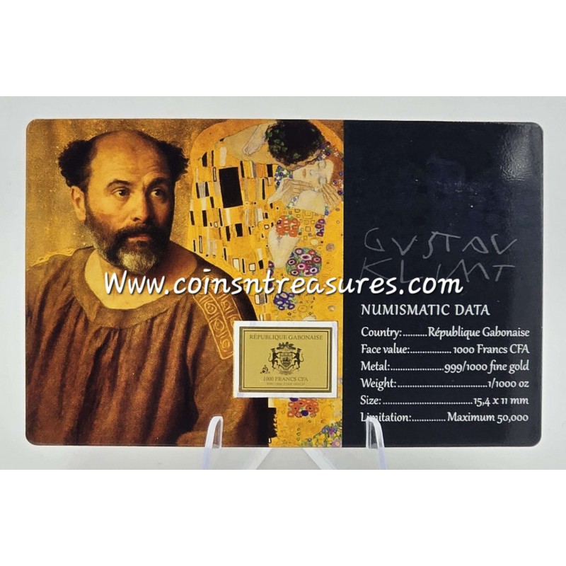 Gustav Klimt Collage 1/1000 Oz .999 Gold in Coin card GOLD AND SILVER BULLION