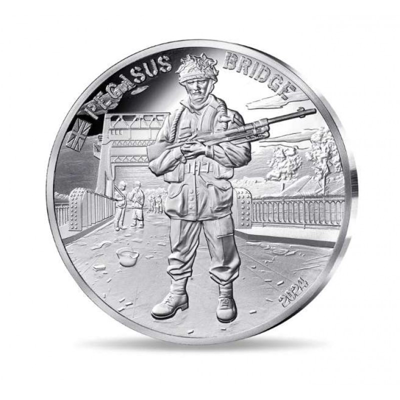 FRANCE D-DAY UK Forces silver coin Pegasus Bridge Proof 2024 WORLD COINS