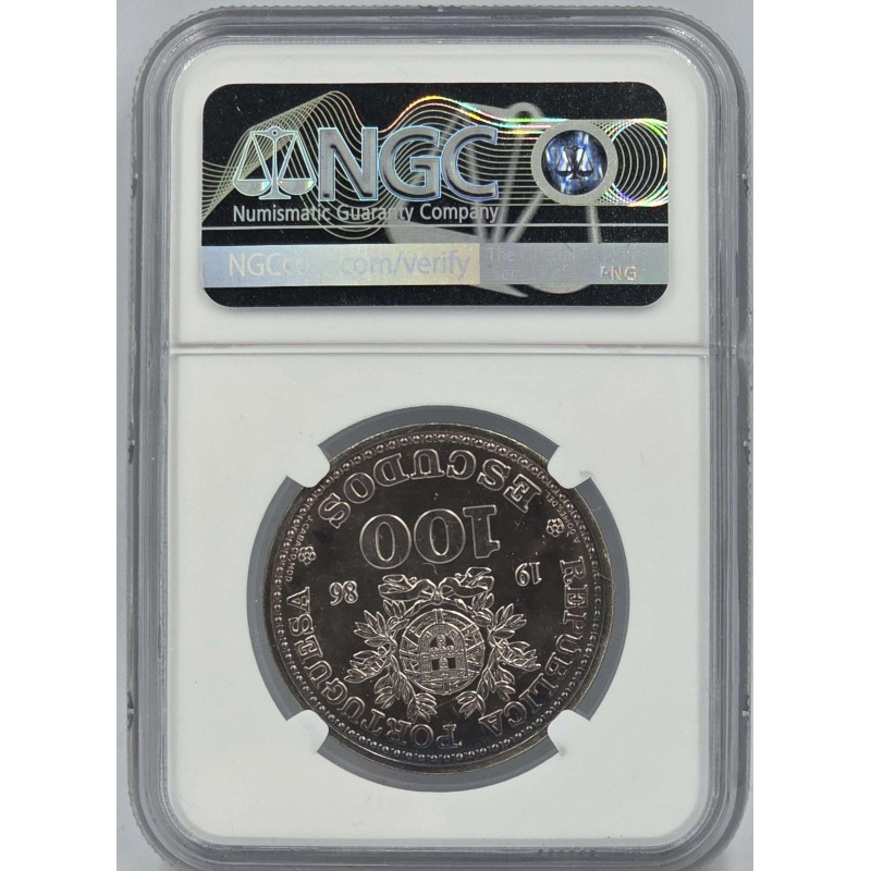 PORTUGAL 100 ESCUDOS 1986 MEXICO WORLD CUP NGC MS67 POP 1 WORLD COINS
