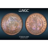 CYPRUS 1/4 PIASTRE COIN 1881 H QUEEN VICTORIA NGC MS63
