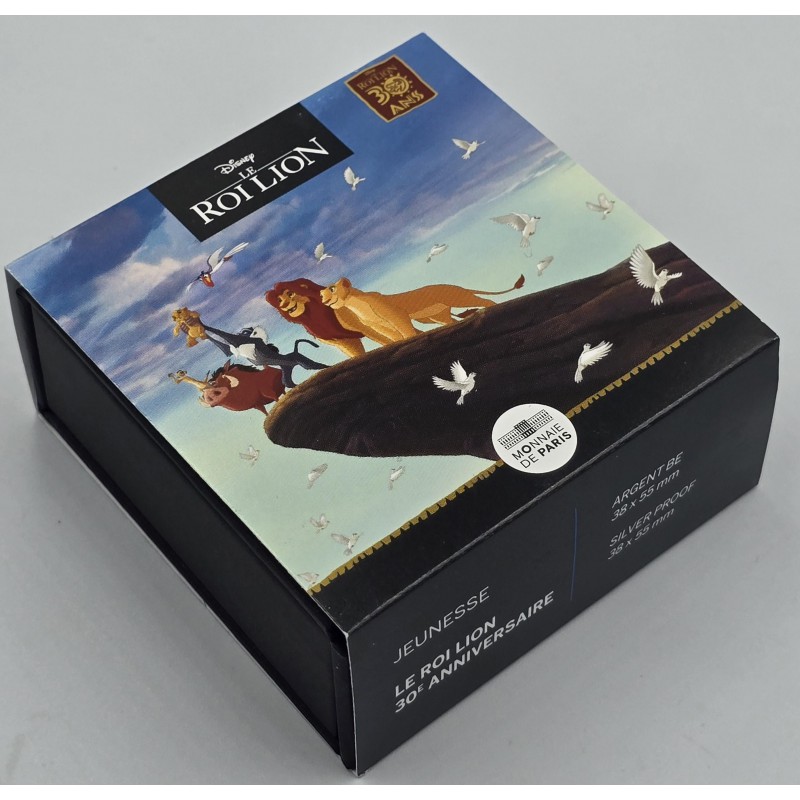 LION KING 30th Anniversary Silver Coin Bar 10€ Euro France 2024 WORLD COINS