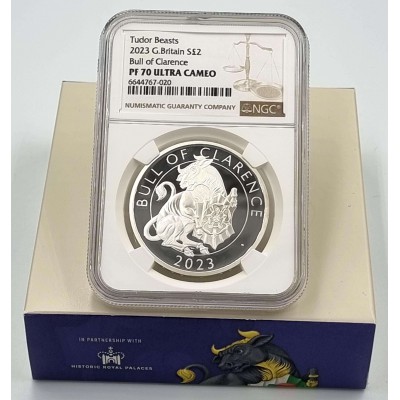 UK Tudor Beasts the Bull of Clarence 2023 Silver Coin NGC PF70 UCA