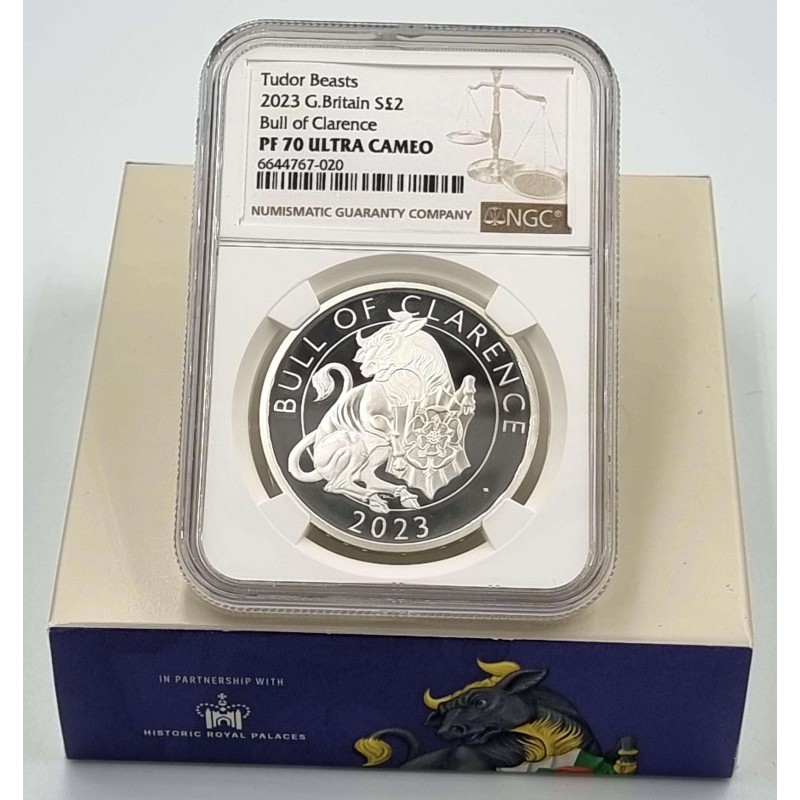 UK Tudor Beasts the Bull of Clarence 2023 Silver Coin NGC PF70 UCA GOLD AND SILVER BULLION