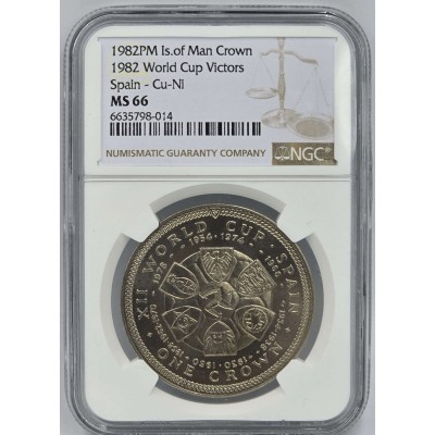 ISLE OF MAN CROWN 1982 SPAIN WORLD CUP NGC MS 66 POP 1