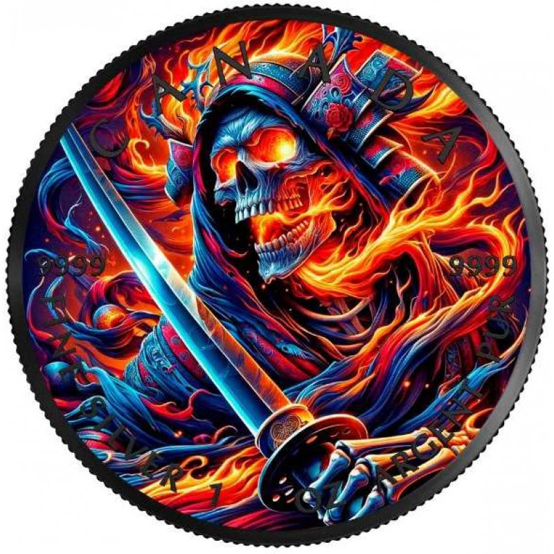 GRIM REAPER Samurai 1 Oz Silver Coin Canada 2024 GOLD AND SILVER BULLION