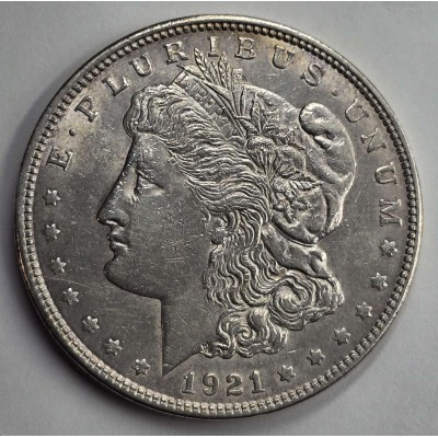 USA AMERICA MORGAN SILVER DOLLAR COIN 1921 AU